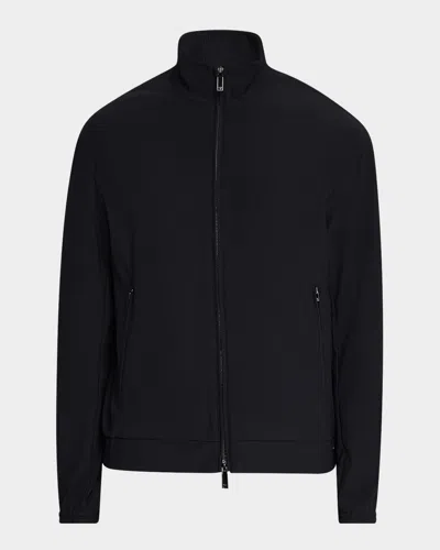 EMPORIO ARMANI MEN'S NYLON STRETCH RIBBED BOMBER JACKET