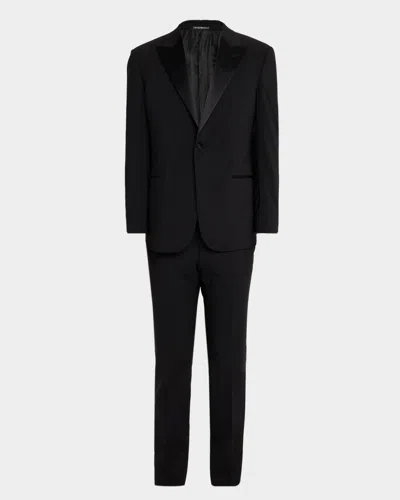 EMPORIO ARMANI MEN'S TONAL PLAID PEAK LAPEL G LINE TUXEDO