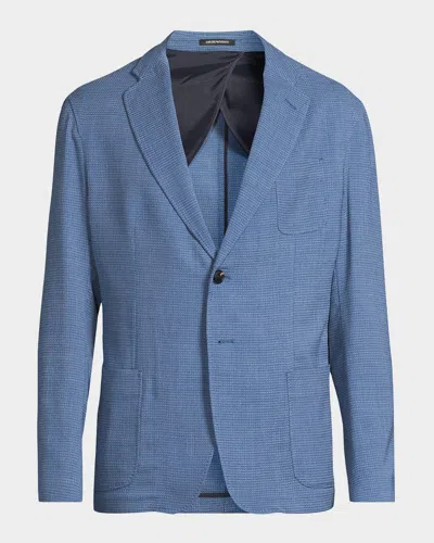 EMPORIO ARMANI MEN'S WOOL AND COTTON MICRO-BOX TEXTURED SPORT COAT