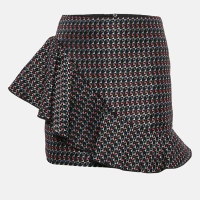 EMPORIO ARMANI MULTICOLOR GEOMETRIC JACQUARD RUFFLED MINI SKIRT S