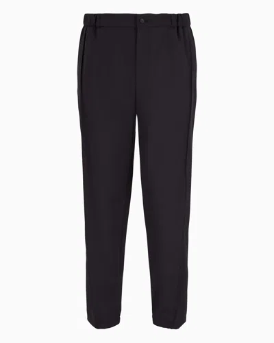 EMPORIO ARMANI NATURAL STRETCH CANVAS TROUSERS WITH ELASTICATED CUFFS