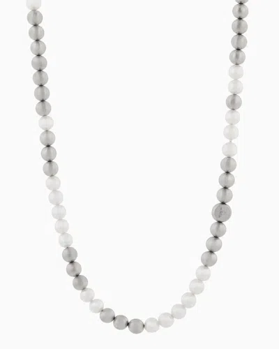 EMPORIO ARMANI WHITE GLASS PEARL BEADED NECKLACE