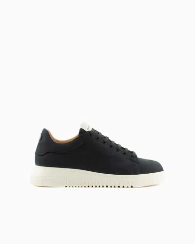 EMPORIO ARMANI NUBUCK SNEAKERS WITH KNURLED SOLES