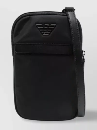 EMPORIO ARMANI NYLON LOGO PHONE CASE MESSENGER BAG