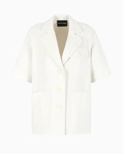 EMPORIO ARMANI MICRO BOUCLÉ EFFECT WOOL-BLEND SAFARI JACKET