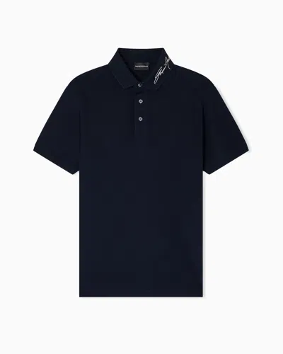 EMPORIO ARMANI PIQUÉ POLO SHIRT WITH SIGNATURE LOGO EMBROIDERY ON THE COLLAR