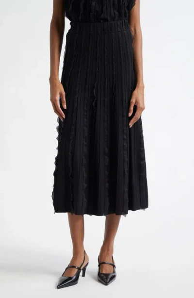 EMPORIO ARMANI EMPORIO ARMANI PLEATED MIXED MEDIA MIDI SKIRT