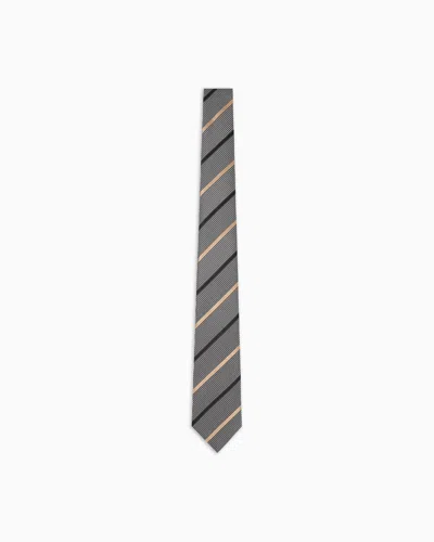 EMPORIO ARMANI PURE SILK TIE WITH JACQUARD PATTERN