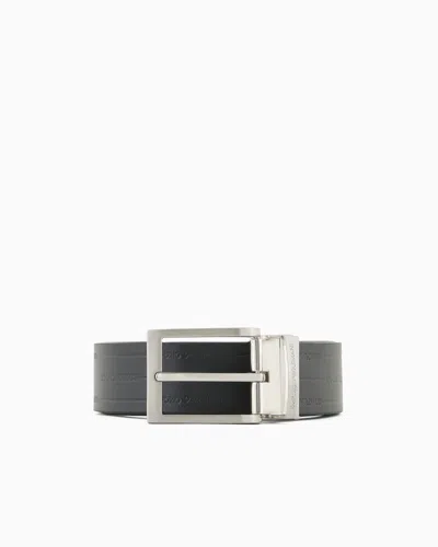 EMPORIO ARMANI REVERSIBLE LEATHER BELT WITH EMBOSSED LOGO