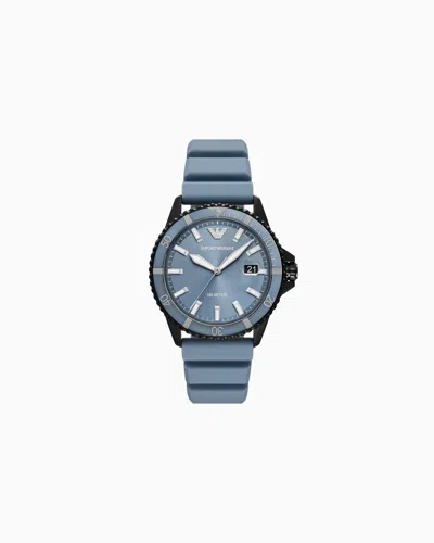 EMPORIO ARMANI WORLD EXPLORER THREE-HAND DATE BLUE SILICONE WATCH