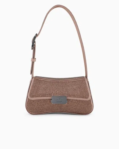 EMPORIO ARMANI SATIN SHOULDER BAG WITH RHINESTONES