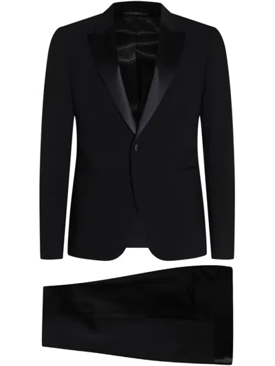 EMPORIO ARMANI SATIN-TRIM SUIT