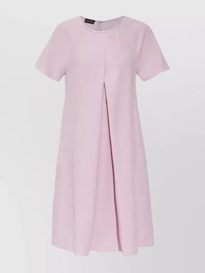 EMPORIO ARMANI SHORT DRESS WITH INVERTED PLEAT AND ROUND NECK