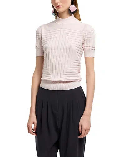 EMPORIO ARMANI SHORT SLEEVE SWEATER WITH GEOMETRIC RIBBING MOTIF