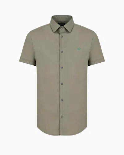 EMPORIO ARMANI SHORT-SLEEVED, STRETCH NYLON-BLEND SHIRT