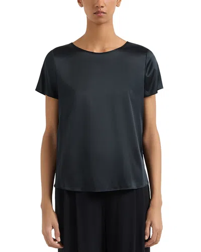 EMPORIO ARMANI SILK SATIN SHORT SLEEVE BLOUSE