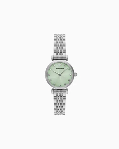 EMPORIO ARMANI TWO-HAND STAINLESS STEEL WATCH