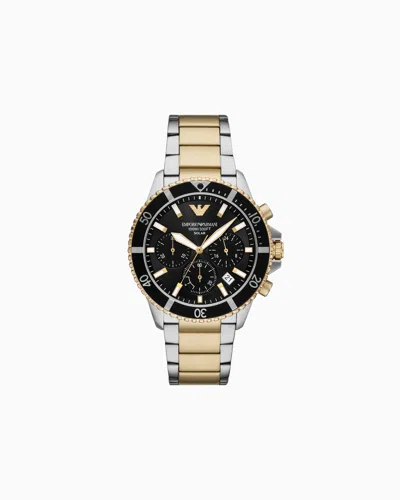 EMPORIO ARMANI WORLD EXPLORER SOLAR-POWERED CHRONOGRAPH TWO-TONE STAINLESS STEEL WATCH