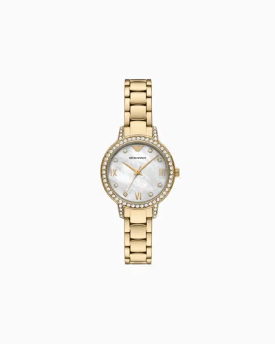 EMPORIO ARMANI THREE-HAND GOLD-TONE STAINLESS STEEL WATCH