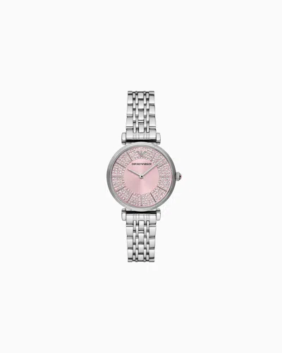 EMPORIO ARMANI TWO-HAND STAINLESS STEEL WATCH