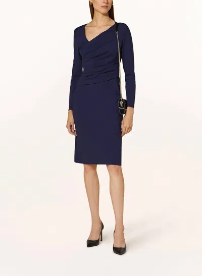 EMPORIO ARMANI STITCH FABRIC DRESS WITH ASYMMETRIC CROSS-OVER AND DRAPING IN NAVY