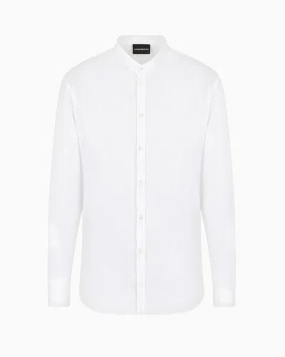 EMPORIO ARMANI STRETCH SATIN SHIRT WITH GURU COLLAR
