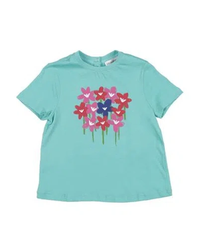 EMPORIO ARMANI EMPORIO ARMANI TODDLER GIRL T-SHIRT TURQUOISE SIZE 3 COTTON