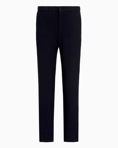 EMPORIO ARMANI TROUSERS IN A 3D-EFFECT JERSEY-WOOL BLEND STRETCH KNIT