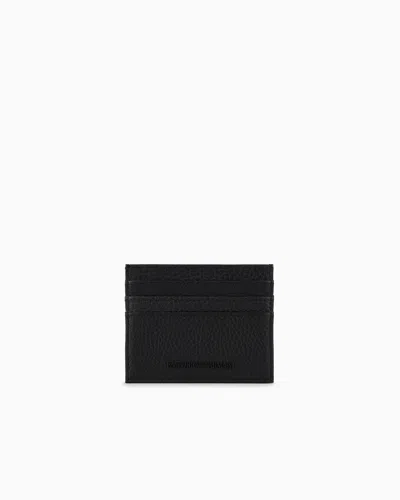 EMPORIO ARMANI TUMBLED LEATHER CARD HOLDER