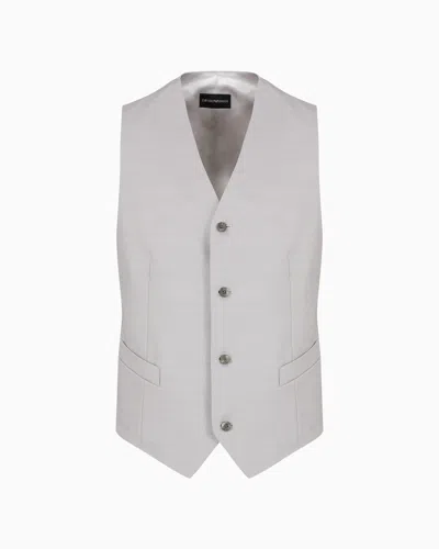 EMPORIO ARMANI SINGLE-BREASTED WAISTCOAT IN STRETCH TECHNICAL WOOL