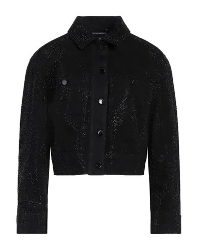 EMPORIO ARMANI EMPORIO ARMANI WOMAN DENIM OUTERWEAR BLACK SIZE 12 COTTON, ELASTANE