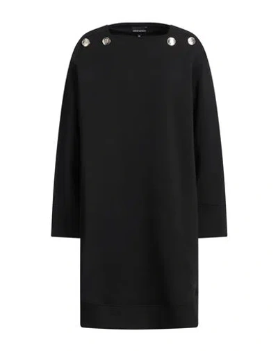 EMPORIO ARMANI EMPORIO ARMANI WOMAN MINI DRESS BLACK SIZE 12 COTTON, POLYESTER, ELASTANE