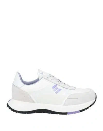 EMPORIO ARMANI EMPORIO ARMANI WOMAN SNEAKERS OFF WHITE SIZE 7.5 TEXTILE FIBERS, LEATHER