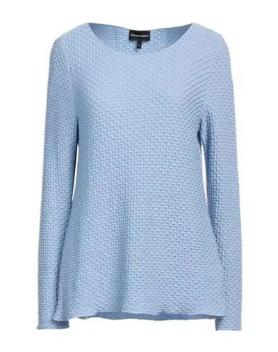 EMPORIO ARMANI EMPORIO ARMANI WOMAN SWEATER SKY BLUE SIZE XL POLYESTER, VISCOSE, ELASTANE