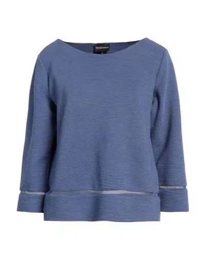 EMPORIO ARMANI EMPORIO ARMANI WOMAN SWEATER SLATE BLUE SIZE L POLYESTER, VISCOSE, ELASTANE