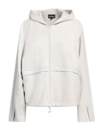 EMPORIO ARMANI EMPORIO ARMANI WOMAN SWEATSHIRT OFF WHITE SIZE 10 POLYESTER, VISCOSE, ELASTANE