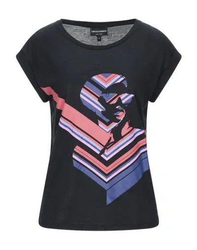 EMPORIO ARMANI EMPORIO ARMANI WOMAN T-SHIRT BLACK SIZE 4 COTTON, MODAL