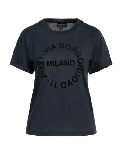 EMPORIO ARMANI EMPORIO ARMANI WOMAN T-SHIRT MIDNIGHT BLUE SIZE 12 COTTON