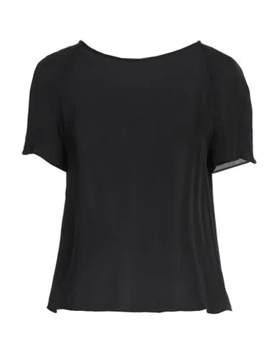 EMPORIO ARMANI EMPORIO ARMANI WOMAN TOP BLACK SIZE 4 SILK