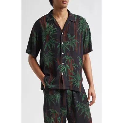 ENDLESS JOY ENDLESS JOY BAMBOO PRINT CREPE BUTTON-UP SHIRT
