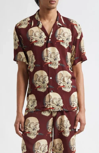 ENDLESS JOY ENDLESS JOY SKULL PRINT CAMP SHIRT