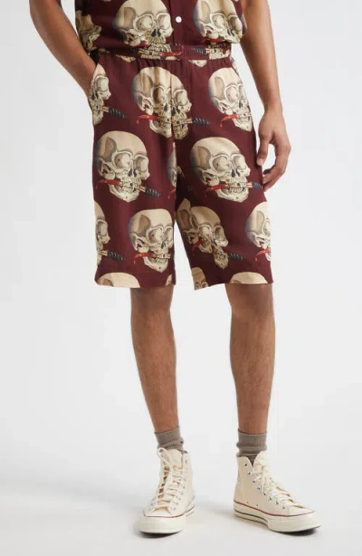 ENDLESS JOY ENDLESS JOY SKULL PRINT CREPE SHORTS