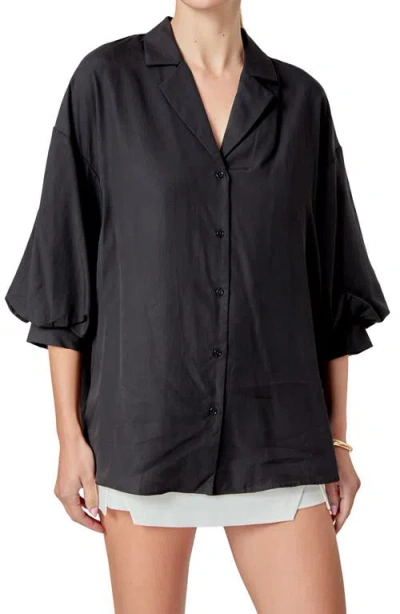 ENDLESS ROSE ENDLESS ROSE BLOUSON SLEEVE BUTTON-UP SHIRT