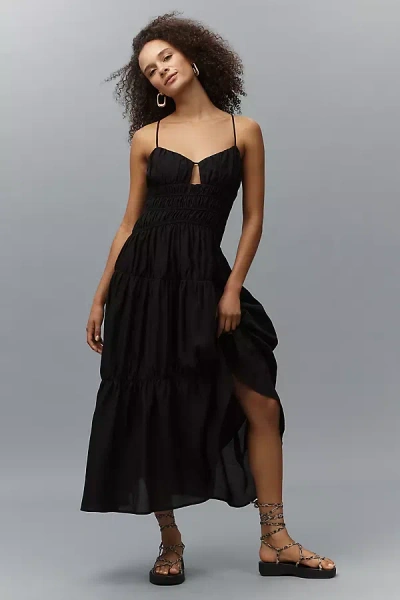 ENDLESS ROSE SLEEVELESS SMOCKED TIERED A-LINE MIDI DRESS