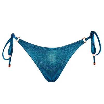 ENEZ SWIM WOMEN'S BLUE MIRA THONG BOTTOMS - GLITTER AQUA