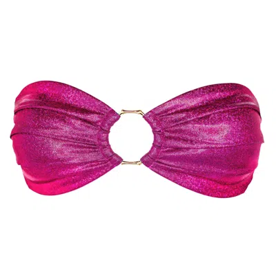 ENEZ SWIM WOMEN'S FRIDA BANDEAU BIKINI TOP - GLITTER CANDY PINK