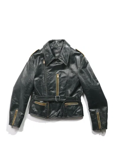 ENFANTS RICHES DEPRIMES GREEN LEATHER JACKET