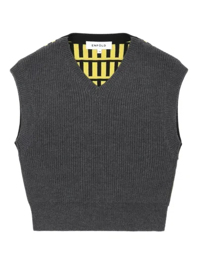 ENFÖLD RIBBED V-NECK SLEEVELESS VEST