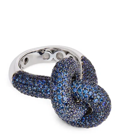 ENGELBERT WHITE GOLD AND SAPPHIRE THE LEGACY KNOT RING