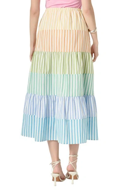 ENGLISH FACTORY ENGLISH FACTORY COLORBLOCK TIERED MAXI SKIRT